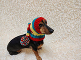 Christmas bright outfit dog hat with pompom,dachshund hat,Christmas clothes for dog photo shoot