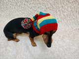 Christmas bright outfit dog hat with pompom,dachshund hat,Christmas clothes for dog photo shoot