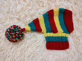 Christmas bright outfit dog hat with pompom,dachshund hat,Christmas clothes for dog photo shoot