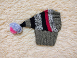 Christmas rainbow striped Santa hat for dog with pom poms