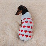 Jumper with hearts for dog valentine's day gift,Dachshund knitted heart sweater, clothing heart sweater, Valentine's day dog sweater