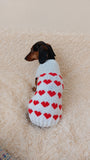 Jumper with hearts for dog valentine's day gift,Dachshund knitted heart sweater, clothing heart sweater, Valentine's day dog sweater