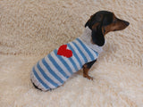 Sweater with hearts, wool sweatshirt for dog, hoodie for dachshund with heart