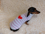 Sweater with hearts, wool sweatshirt for dog, hoodie for dachshund with heart