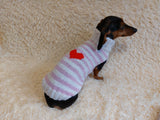 Sweater with hearts, wool sweatshirt for dog, hoodie for dachshund with heart