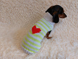 Sweater with hearts, wool sweatshirt for dog, hoodie for dachshund with heart