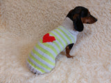Sweater with hearts, wool sweatshirt for dog, hoodie for dachshund with heart