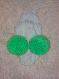 White Pet Hat With Colorful Pom Poms Dog Dachshund Warm Clothes Outfit Pom Pom Hat