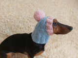 Pet snood hat winter warm wool snood hat for small dogs with pom pom pet gift dog gift