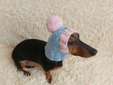 Pet snood hat winter warm wool snood hat for small dogs with pom pom pet gift dog gift