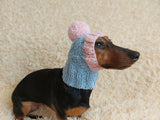 Pet snood hat winter warm wool snood hat for small dogs with pom pom pet gift dog gift