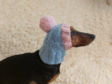 Pet snood hat winter warm wool snood hat for small dogs with pom pom pet gift dog gift