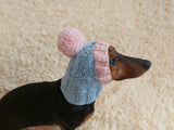 Pet snood hat winter warm wool snood hat for small dogs with pom pom pet gift dog gift