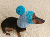 Pet snood hat winter warm wool snood hat for small dogs with pom pom pet gift dog gift