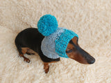 Pet snood hat winter warm wool snood hat for small dogs with pom pom pet gift dog gift