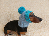Pet snood hat winter warm wool snood hat for small dogs with pom pom pet gift dog gift