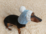 Pet snood hat winter warm wool snood hat for small dogs with pom pom pet gift dog gift