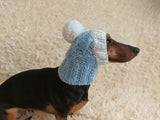 Pet snood hat winter warm wool snood hat for small dogs with pom pom pet gift dog gift