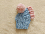 Pet snood hat winter warm wool snood hat for small dogs with pom pom pet gift dog gift