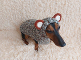 Вear hoodie for dog aran melange cable suit with ears for dachshund