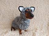 Gray wolf costume for dog sweater and hat, halloween wolf costume for pet