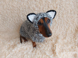 Gray wolf costume for dog sweater and hat, halloween wolf costume for pet