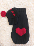 Heart suit for pet sweater and hat dog warm suit set