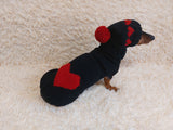 Heart suit for pet sweater and hat dog warm suit set