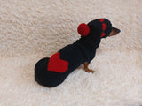 Heart suit for pet sweater and hat dog warm suit set