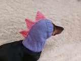 Dinosaur hat for dog, dinosaur dachshund knitted hat, dino dog clothes