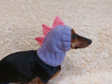 Dinosaur hat for dog, dinosaur dachshund knitted hat, dino dog clothes
