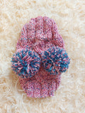 Rainbow Dog Snood Hat with Two Pom Poms