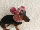 Rainbow Dog Snood Hat with Two Pom Poms