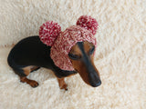 Rainbow Dog Snood Hat with Two Pom Poms