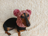 Rainbow Dog Snood Hat with Two Pom Poms