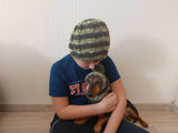 Angora Wool Snood Hat Set for Mom and Dog, Snood Hat Set for Housewife and Dachshund, Mom and Dachshund with Pompoms