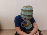 Angora Wool Snood Hat Set for Mom and Dog, Snood Hat Set for Housewife and Dachshund, Mom and Dachshund with Pompoms