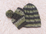 Angora Wool Snood Hat Set for Mom and Dog, Snood Hat Set for Housewife and Dachshund, Mom and Dachshund with Pompoms