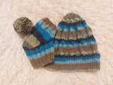 Angora Wool Snood Hat Set for Mom and Dog, Snood Hat Set for Housewife and Dachshund, Mom and Dachshund with Pompoms