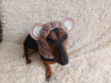Pet cloches bear hat snood, dog clothes hat snood bear