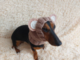 Pet cloches bear hat snood, dog clothes hat snood bear