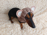Pet cloches bear hat snood, dog clothes hat snood bear