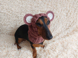 Pet cloches bear hat snood, dog clothes hat snood bear