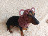 Pet cloches bear hat snood, dog clothes hat snood bear