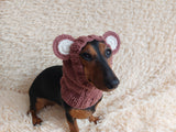 Pet cloches bear hat snood, dog clothes hat snood bear