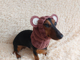 Pet cloches bear hat snood, dog clothes hat snood bear