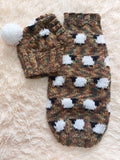Pet costume with sheep sweater and hat with pompom, dog warm wool set clothes with sheep ram
