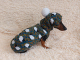 Pet costume with sheep sweater and hat with pompom, dog warm wool set clothes with sheep ram