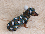 Pet costume with sheep sweater and hat with pompom, dog warm wool set clothes with sheep ram