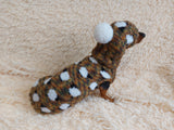 Pet costume with sheep sweater and hat with pompom, dog warm wool set clothes with sheep ram